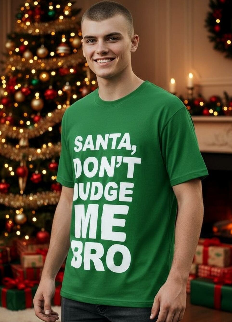 🎅🏻🎄Christmas BRO Santa T Shirt Don’t Judge Me Bro Funny Tee Mens Medium